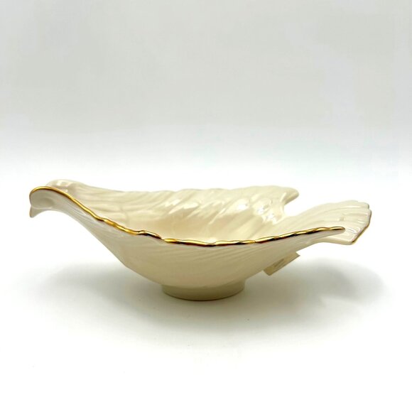 Lenox Ivory & Gold Trim Beautiful Bird Christmas Candy or Nut Dish Hostess Gift - Picture 3 of 6